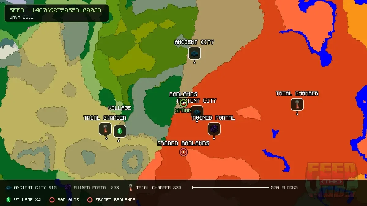 Spawn overview for seed -1467692750553100038