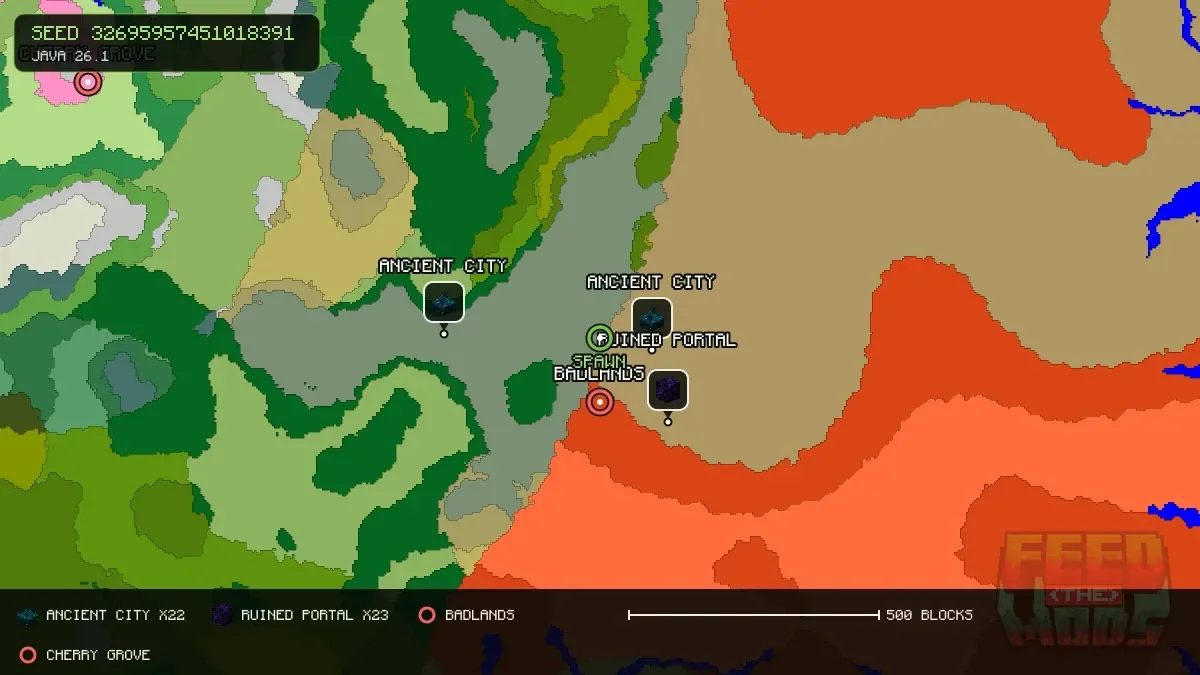 Spawn overview for seed 32695957451018391