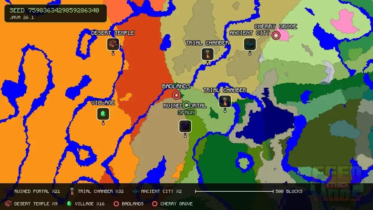 Spawn overview for seed 7598363429859286340