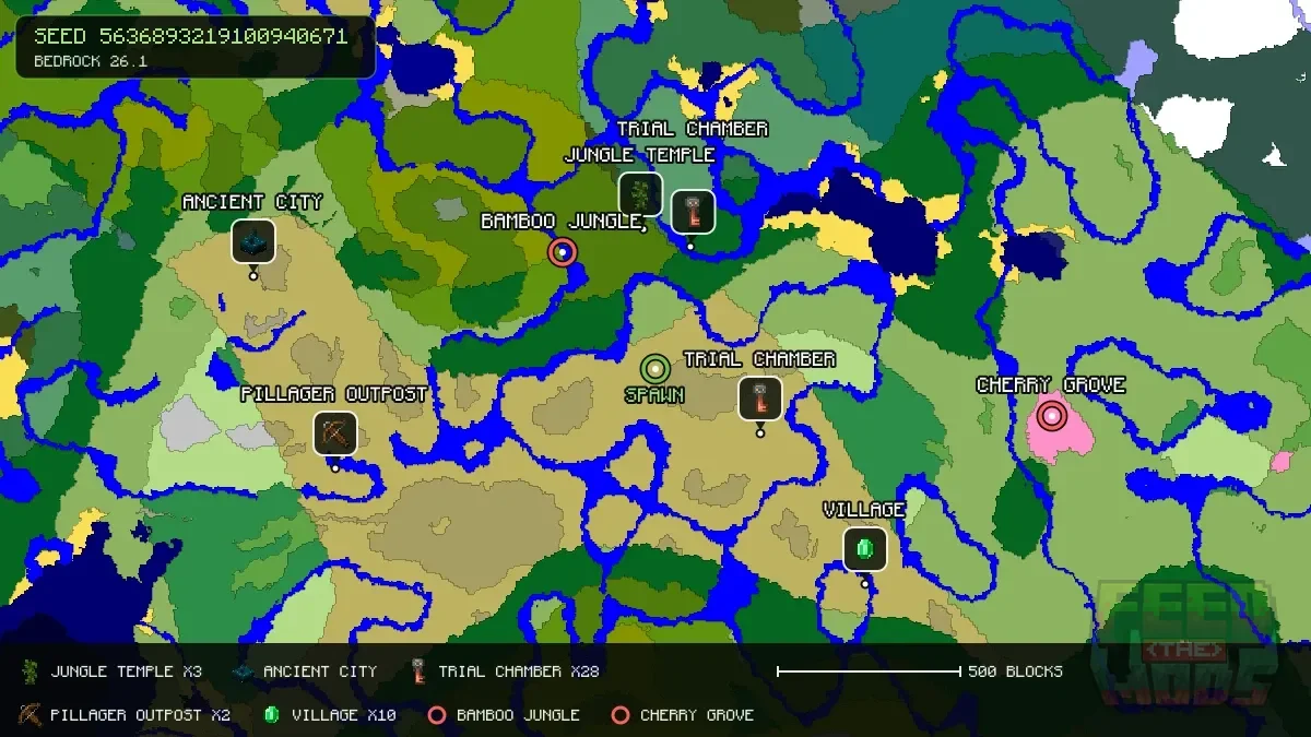 Spawn overview for seed 5636893219100940671