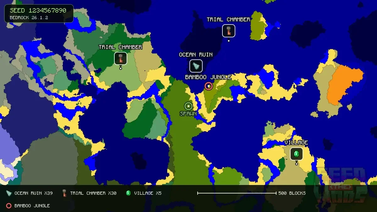 Spawn overview for seed 1234567890
