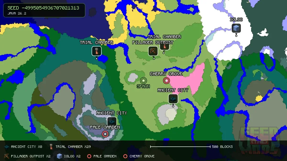 Spawn overview for seed -4995054936707021313