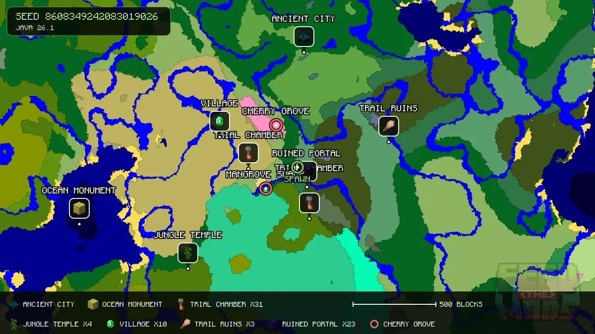 Spawn overview for seed 8608349242083019026