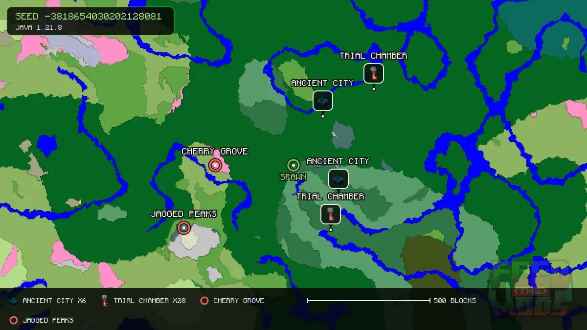 Spawn overview for seed -3818654030202128081
