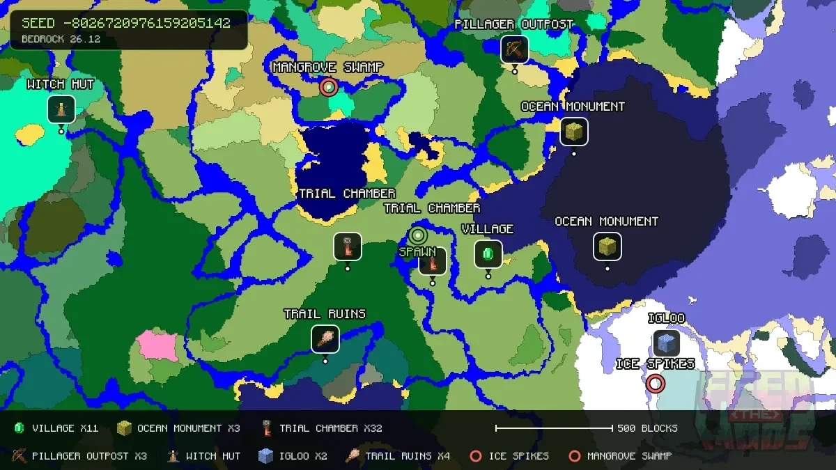 Spawn overview for seed -8026720976159205142