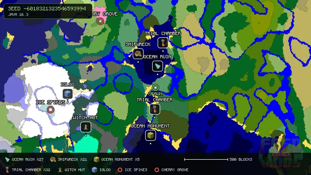 Spawn overview for seed -6018321323546593994