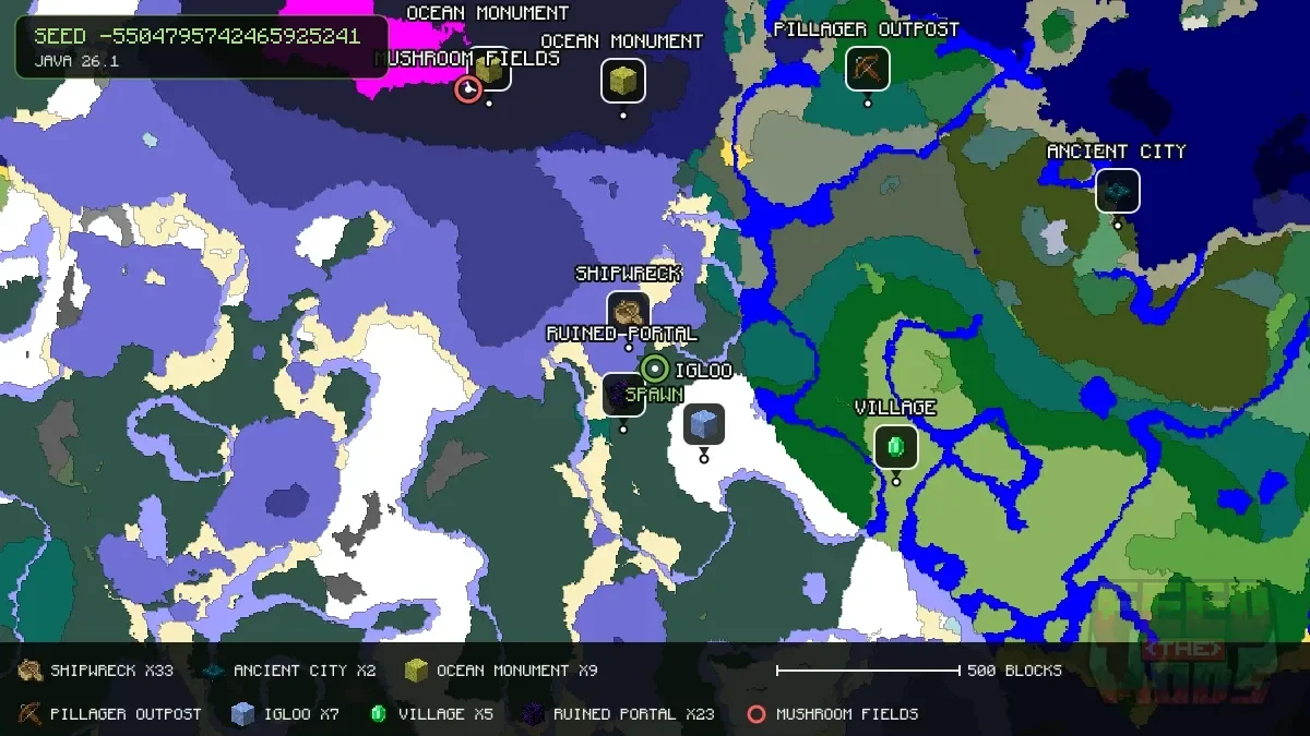 Spawn overview for seed -5504795742465925241