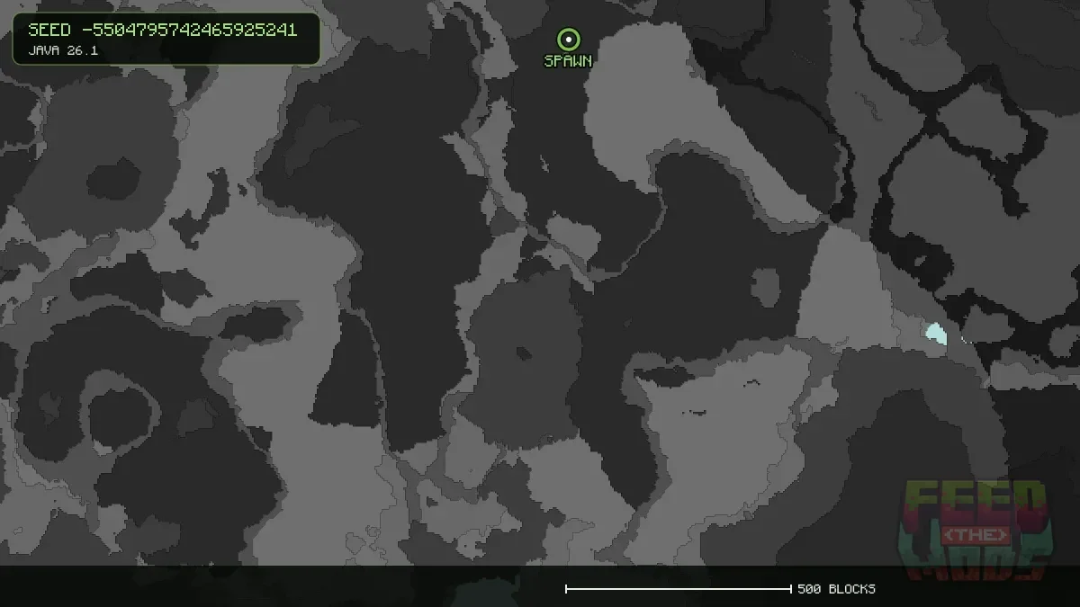 Ice Spikes highlighted, 1286 blocks from spawn