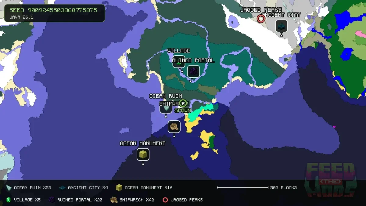 Spawn overview for seed 9009245503860775875