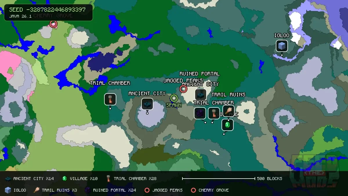 Spawn overview for seed -3287822446893397