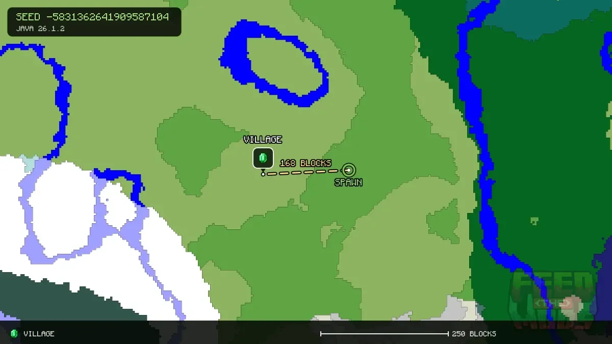 Route from spawn to the village at -160, 16 (168 blocks)