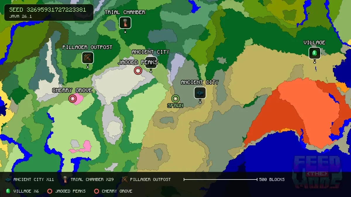 Spawn overview for seed 32695931727223381