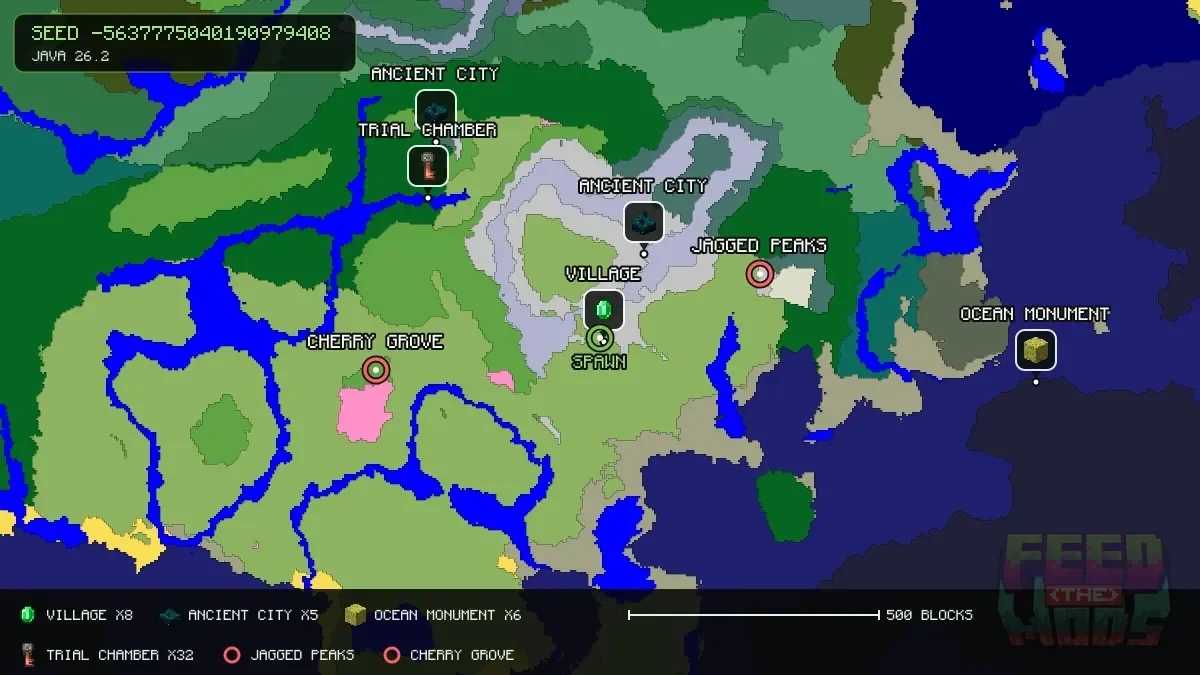 Spawn overview for seed -5637775040190979408
