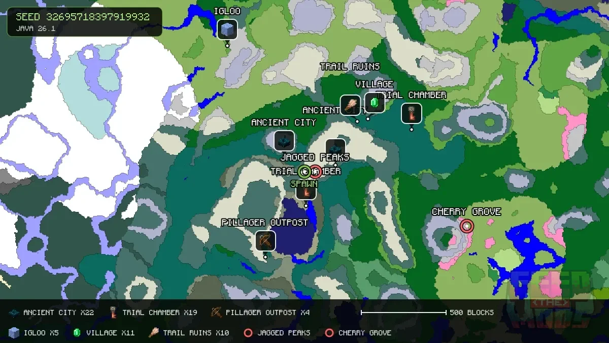 Spawn overview for seed 32695718397919932