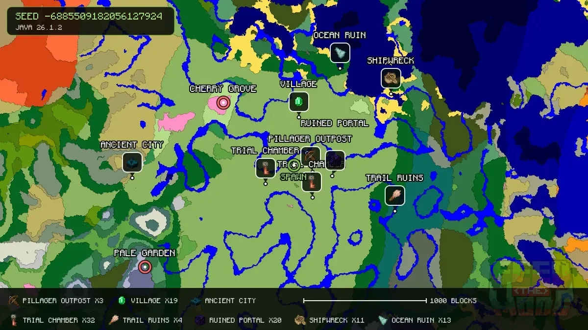 Spawn overview for seed -6885509182056127924