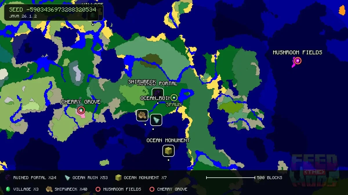Spawn overview for seed -5903436973288320534