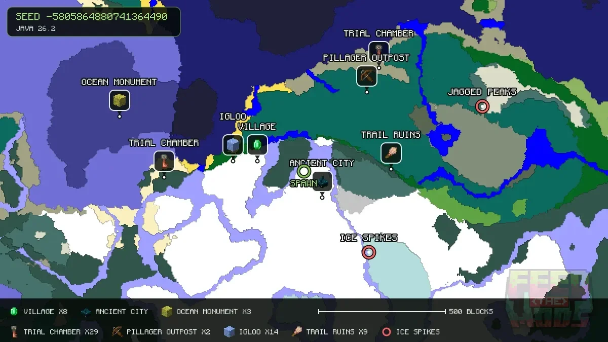 Spawn overview for seed -5805864880741364490