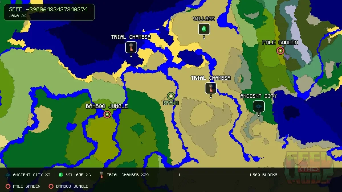 Spawn overview for seed -39006482427340374