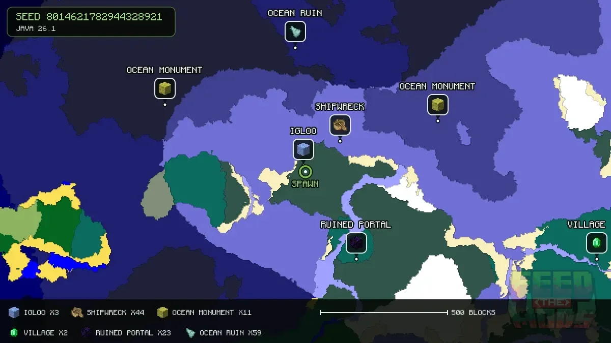 Spawn overview for seed 8014621782944328921