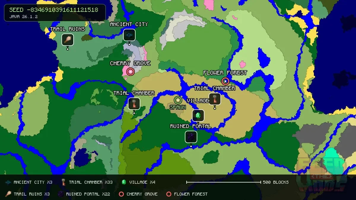 Spawn overview for seed -8346910391611121518