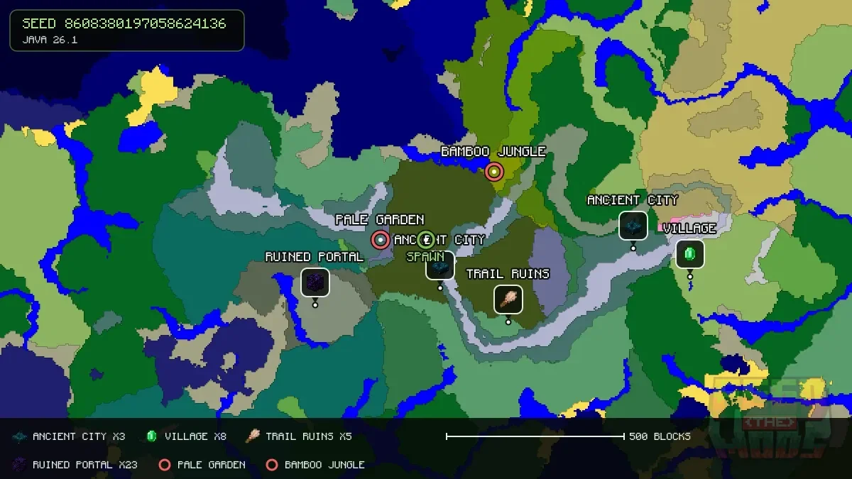 Spawn overview for seed 8608380197058624136