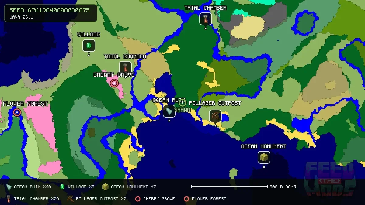 Spawn overview for seed 67619840808080875