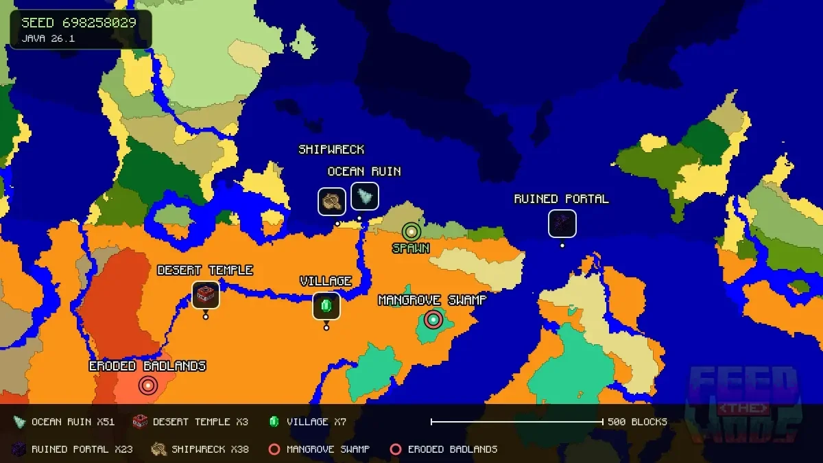 Spawn overview for seed 698258029