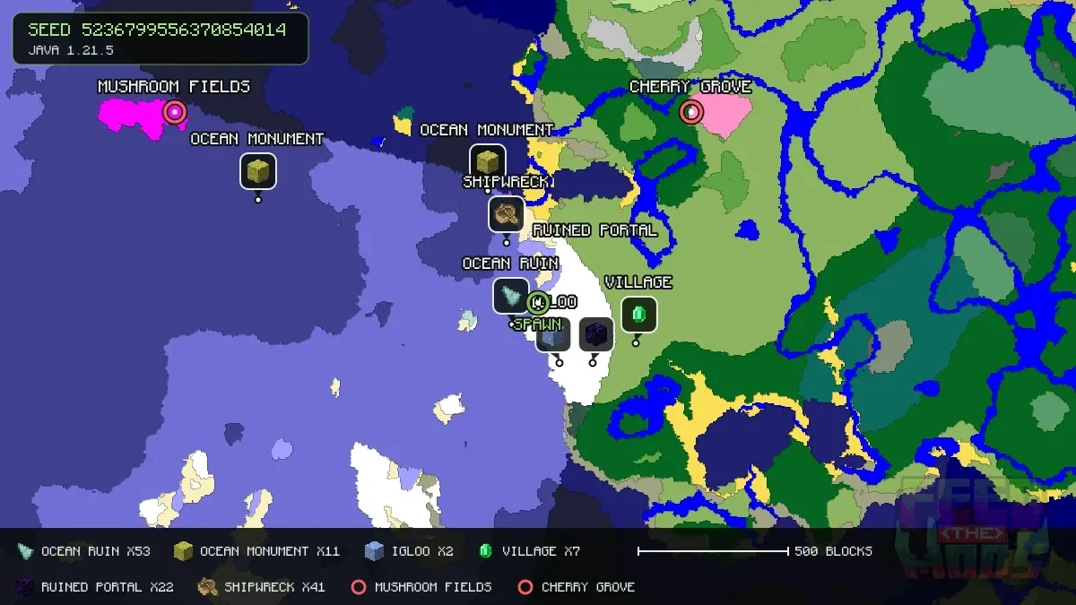Spawn overview for seed 5236799556370854014