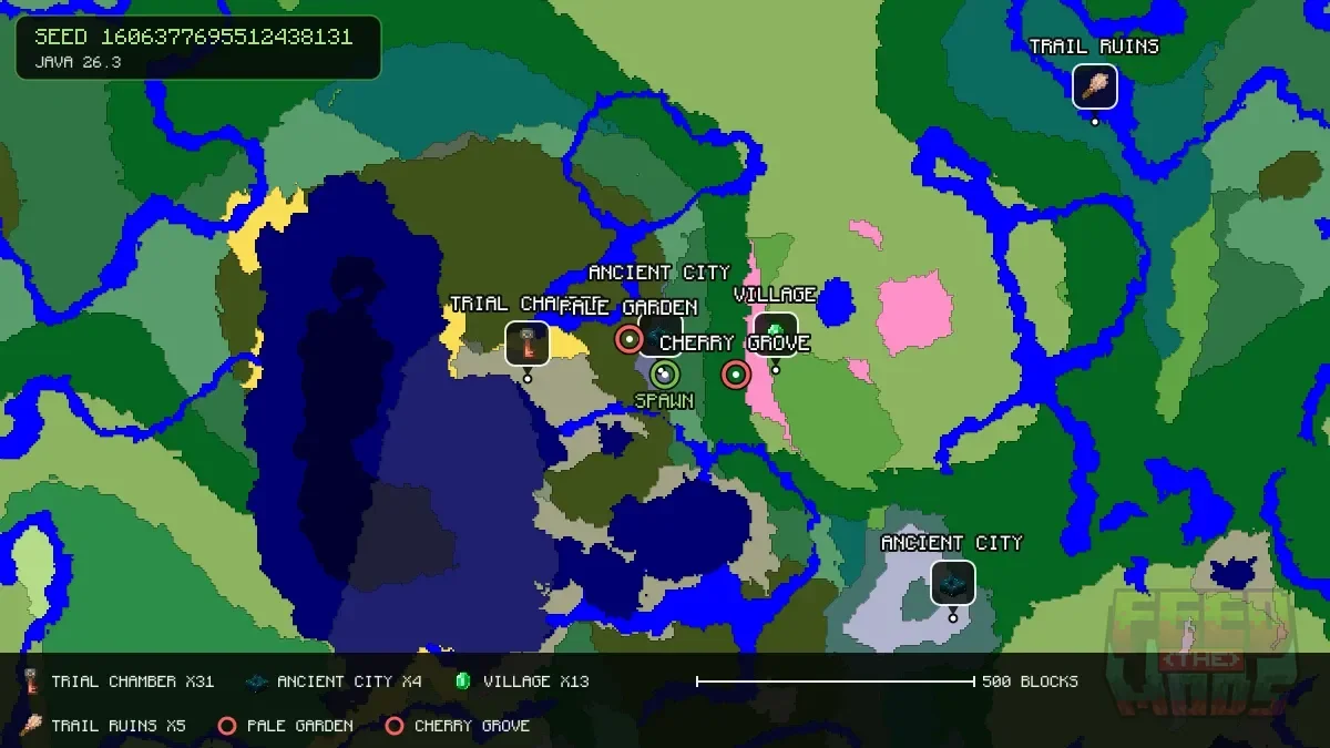 Spawn overview for seed 1606377695512438131