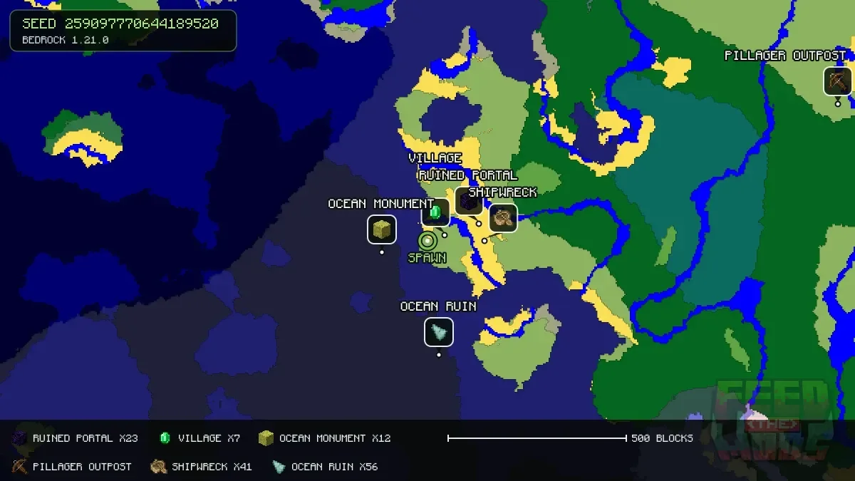 Spawn overview for seed 259097770644189520