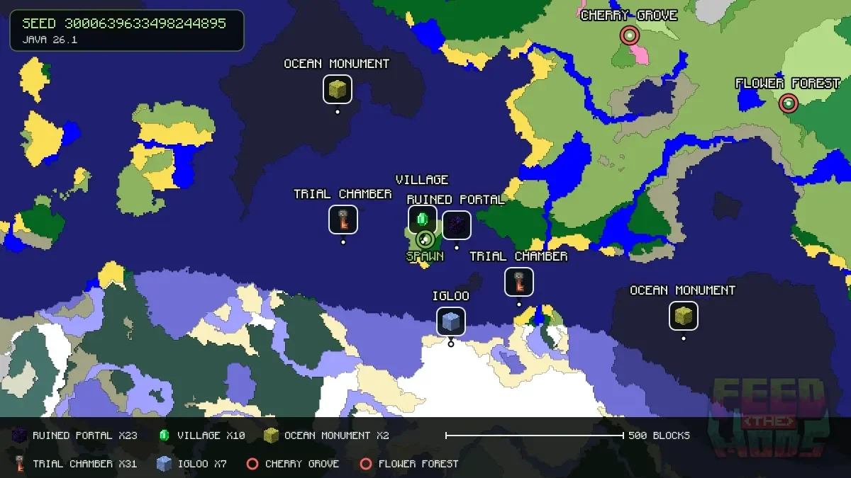 Spawn overview for seed 3000639633498244895