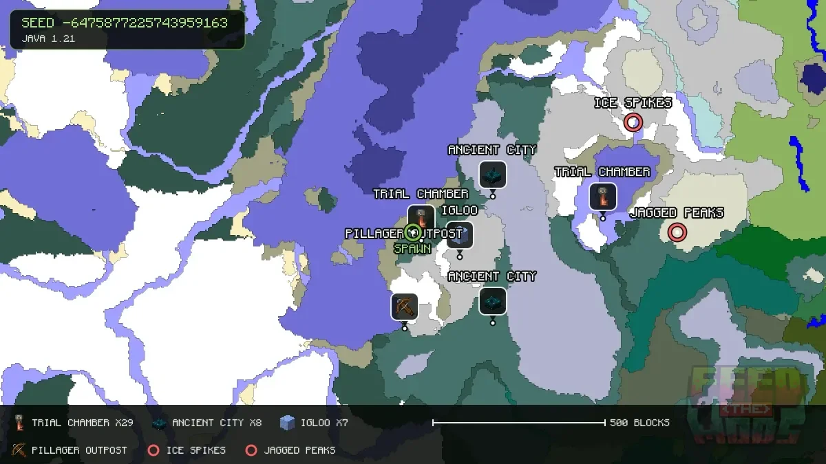 Spawn overview for seed -6475877225743959163