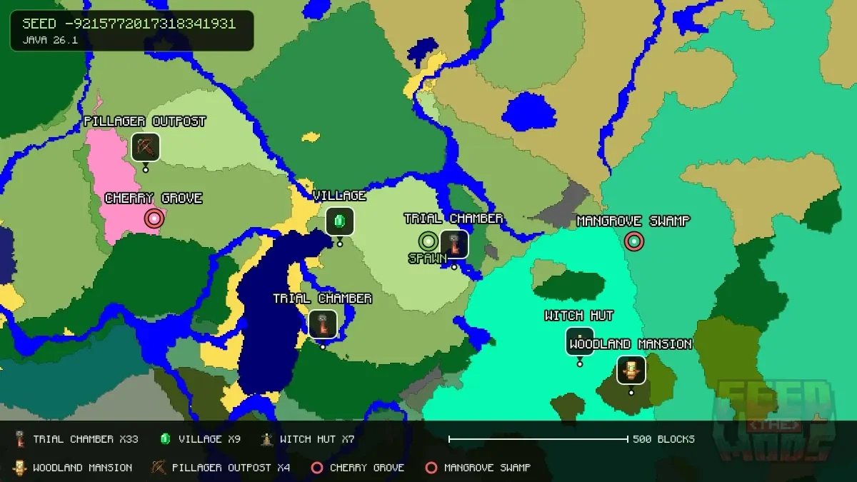 Spawn overview for seed -9215772017318341931