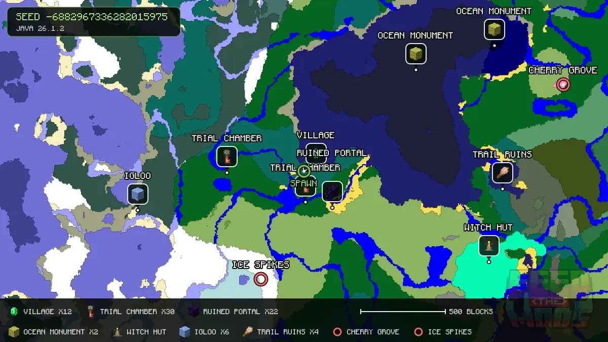Spawn overview for seed -6882967336282015975