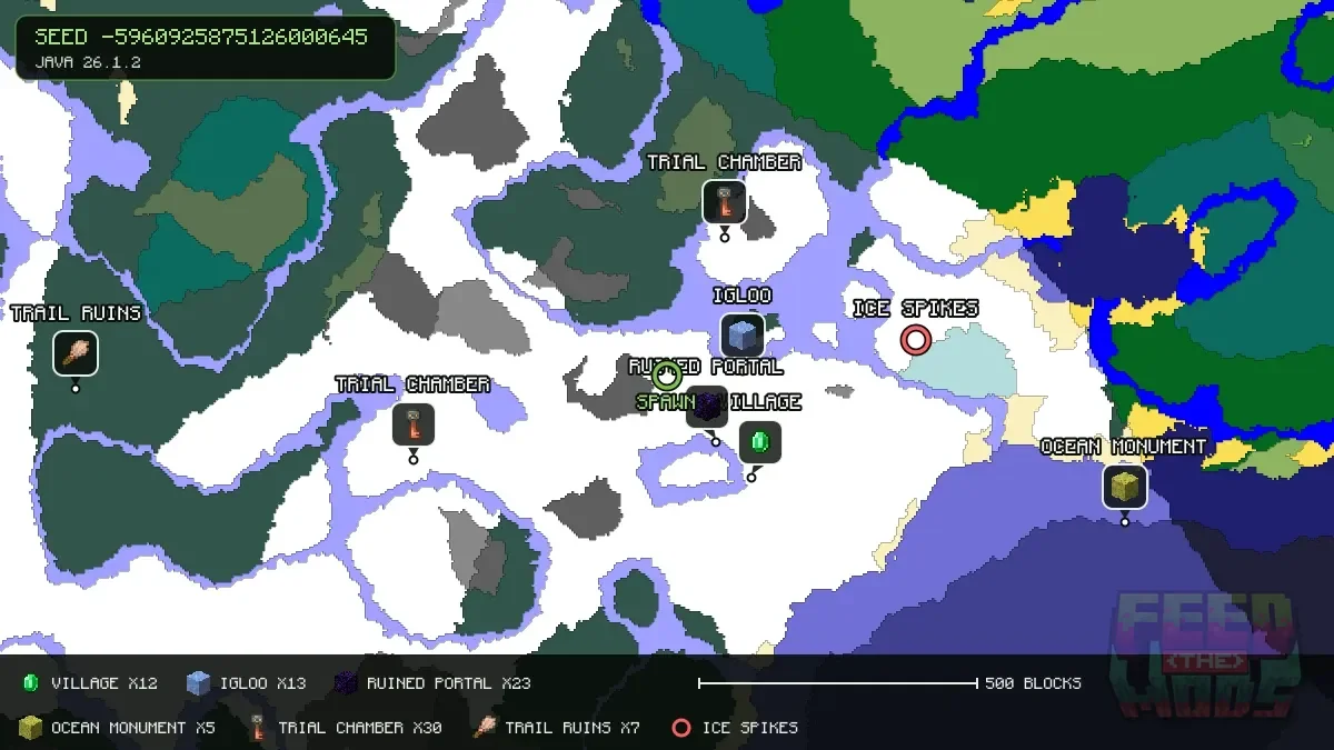 Spawn overview for seed -5960925875126000645