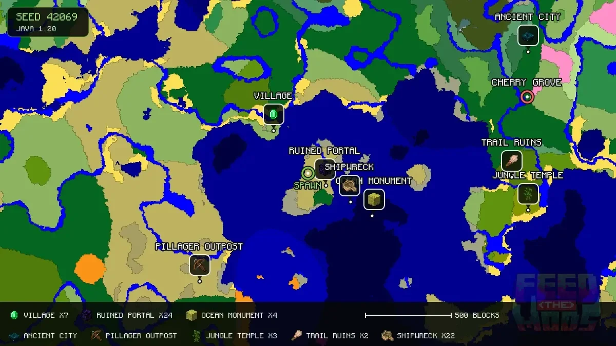 Spawn overview for seed 42069