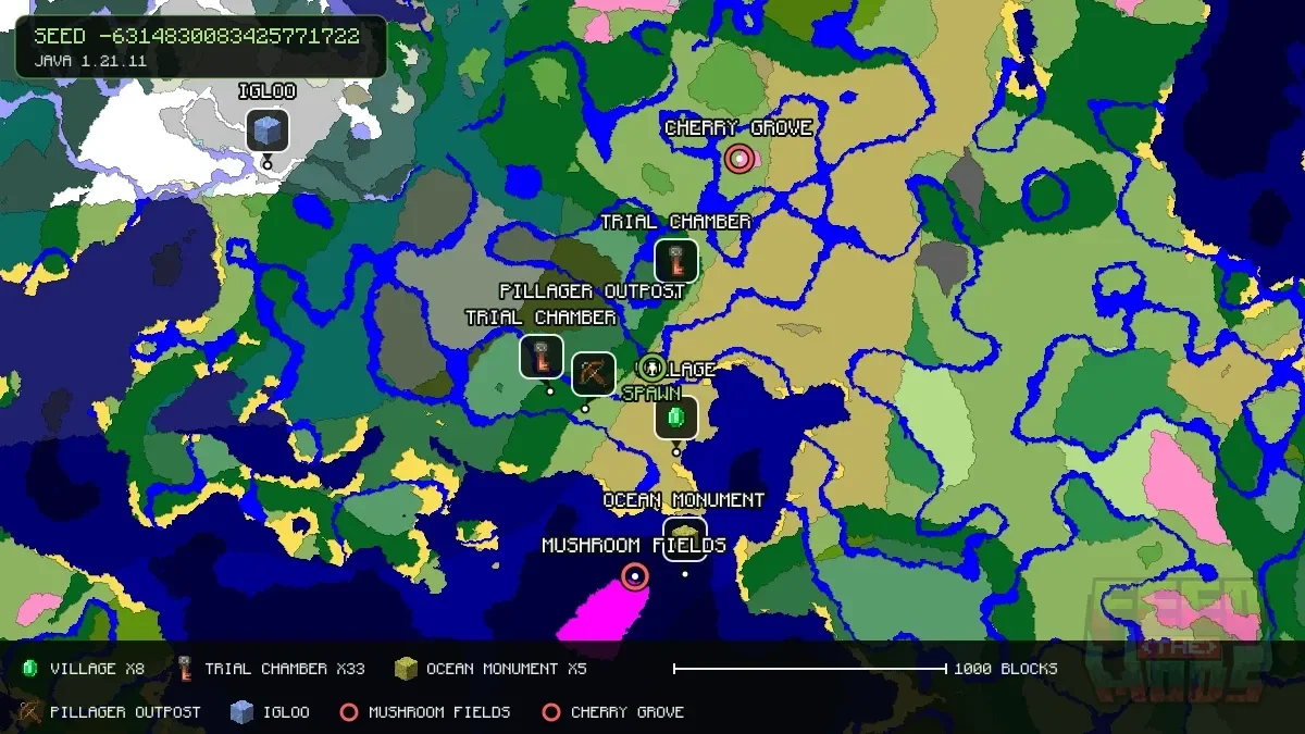 Spawn overview for seed -6314830083425771722