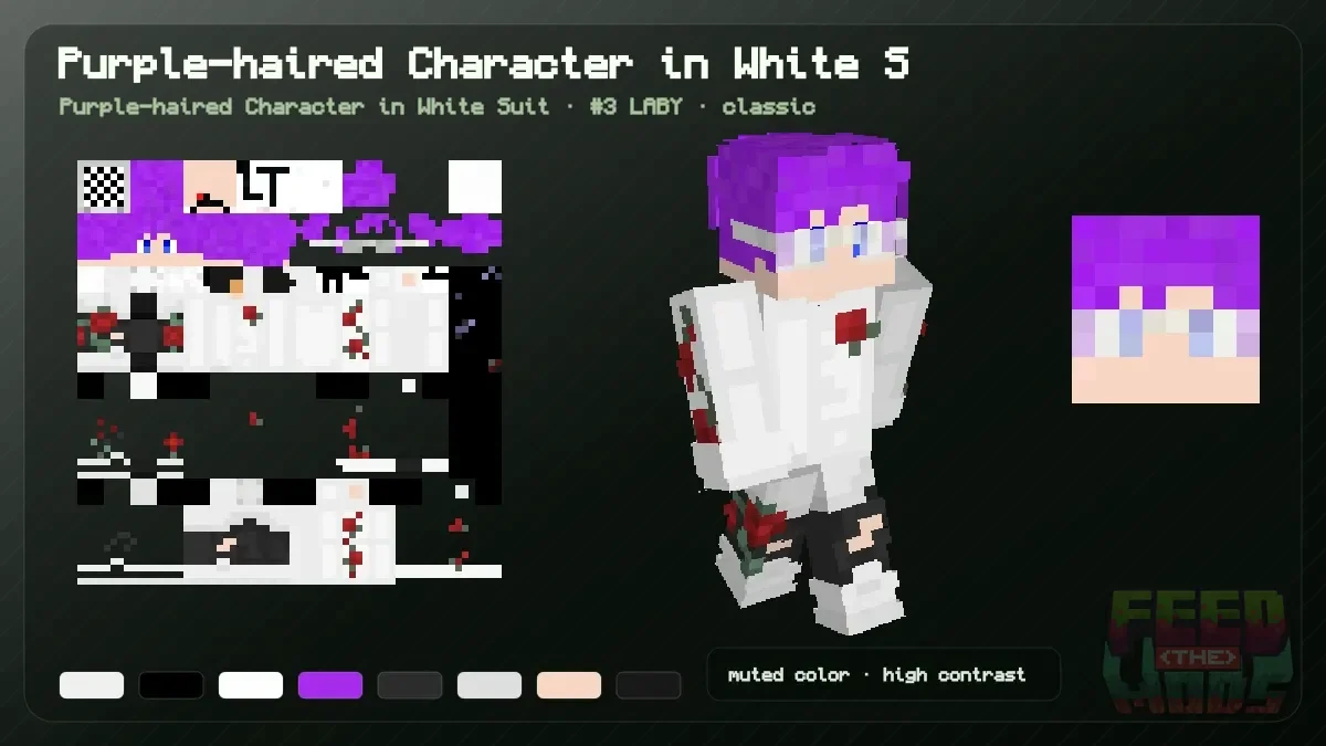 Purple-haired Character in White Suit Minecraft skin (Purple-haired Character in White Suit)
