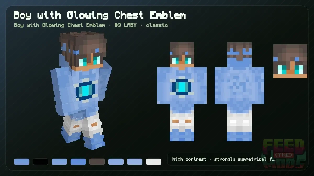 Boy with Glowing Chest Emblem Minecraft skin (Boy with Glowing Chest Emblem)