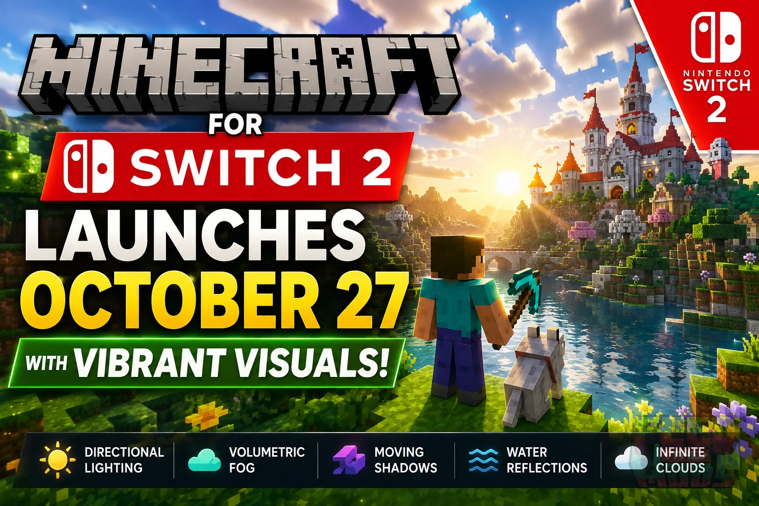 Minecraft for Switch 2 Launches October 27 with Vibrant Visuals