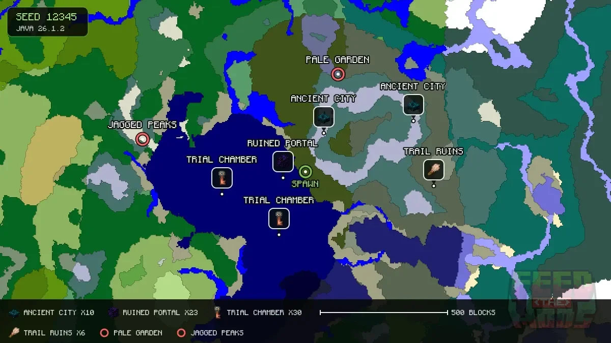 Spawn overview for seed 12345