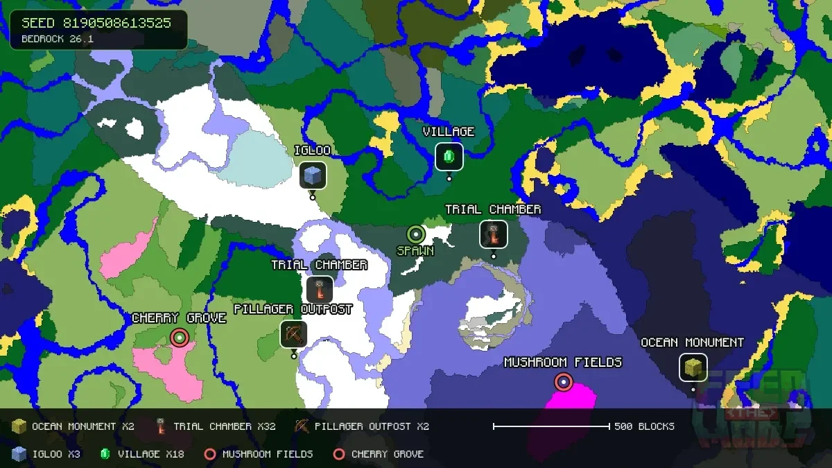 Spawn overview for seed 8190508613525
