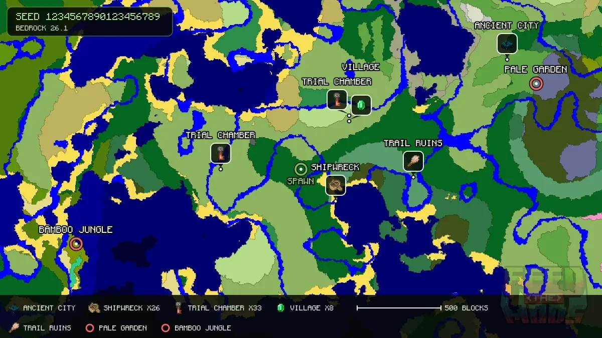 Spawn overview for seed 1234567890123456789