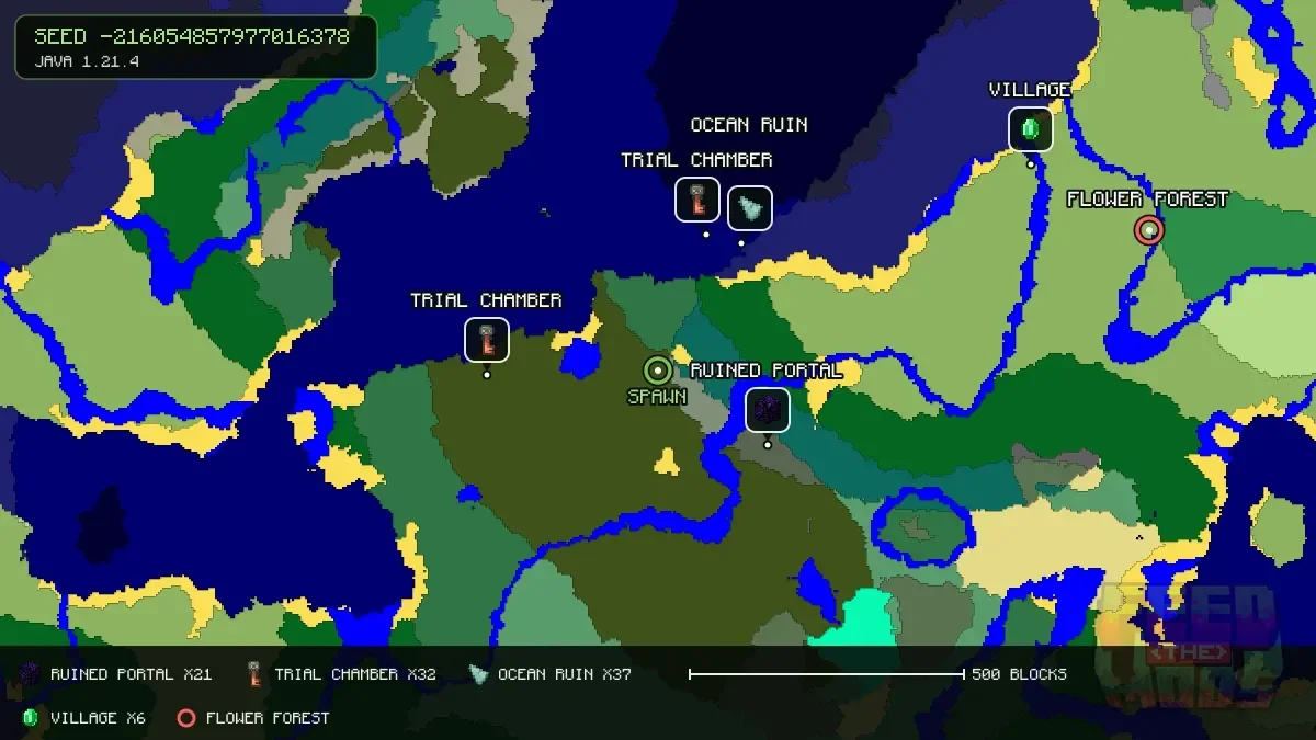 Spawn overview for seed -216054857977016378