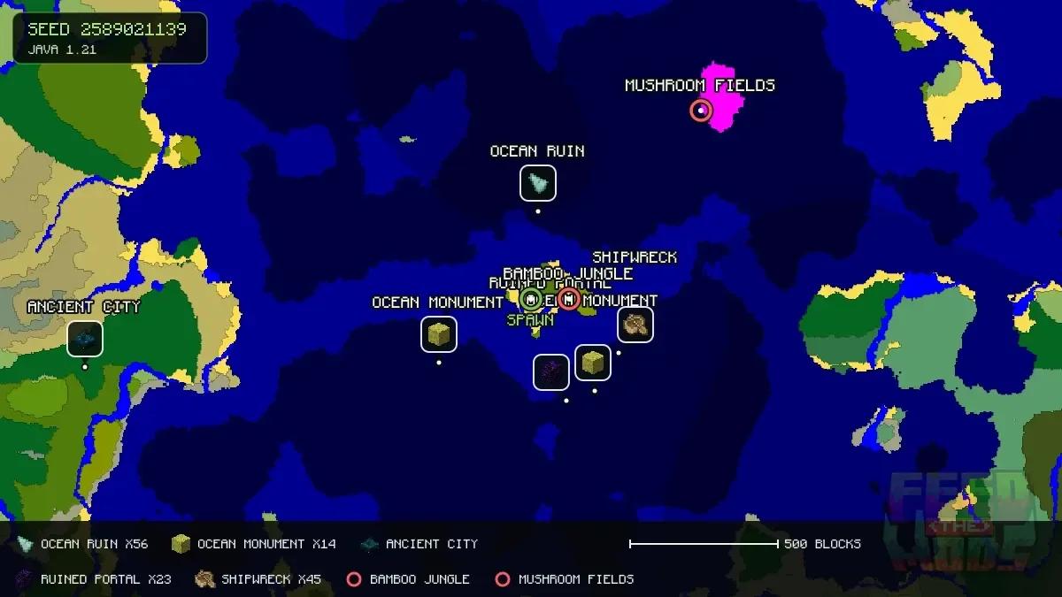 Spawn overview for seed 2589021139
